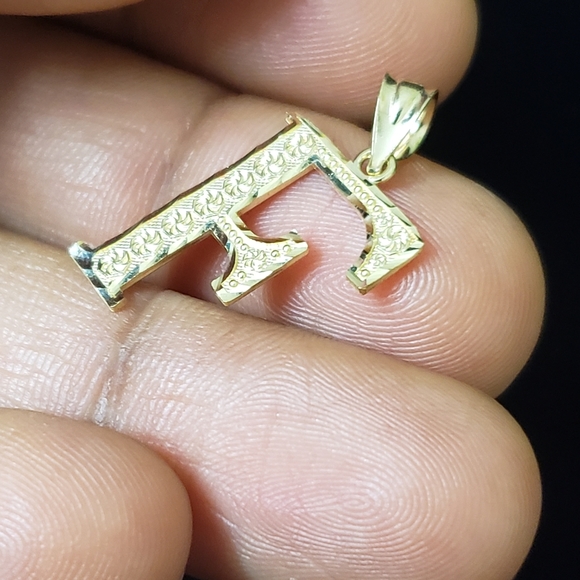 10kt Gold Letter F Pendant - Picture 8 of 11